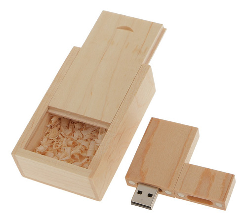Imagem 1 de 7 de 16gb Cuboid Maple Usb 2.0 Flash Drive E Caixa De Madeira