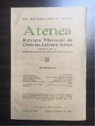 Revista Atenea 211 212 Ene Feb 1943