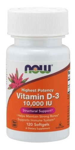 Imagen 1 de 1 de Now Foods Vitamina D3 De Alta Potencia 10.000 Ui 120 Cápsulas