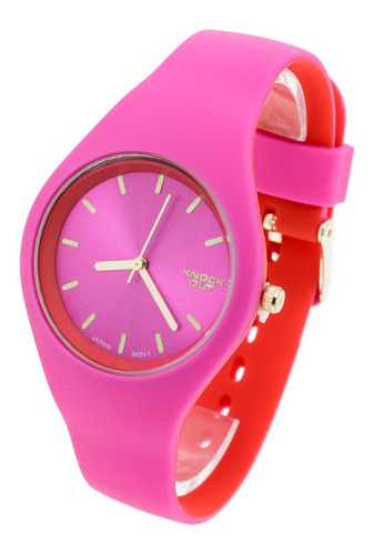 Reloj Knock Out Mujer 8470 Silicona Wr Bicolor Colores