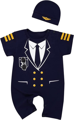 Disfraz De Piloto Aviador Para Bebes Uniforme Con Gorrito