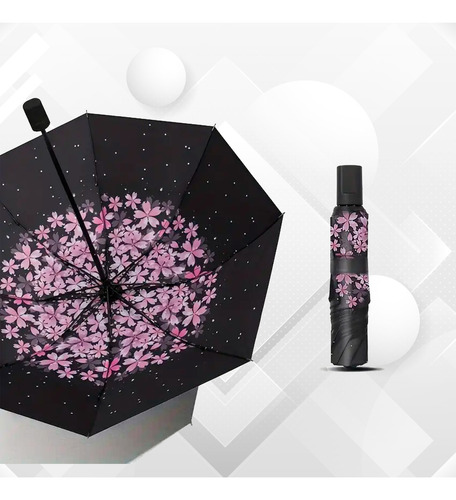 Paraguas De Flores Sombrilla Lluvia Protección Sol Uv