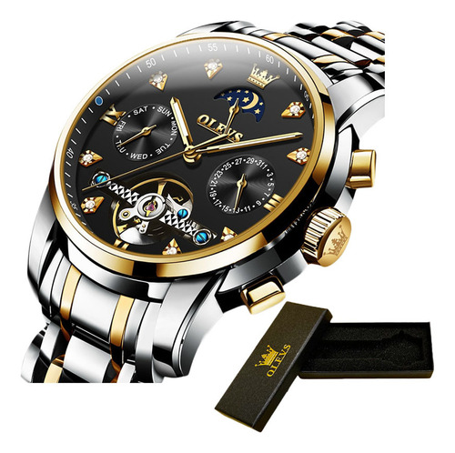 Reloj De Moda Olevs Mechanical Business Hollow Out Color Del Fondo Silver Golden Black