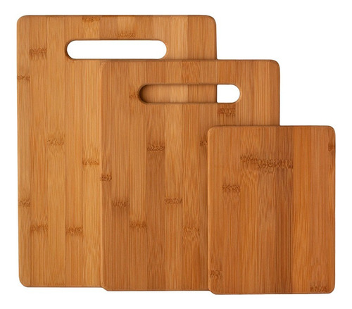 Set 3 Tabla Picar Alimentos Bambu Grande Bamboo Madera Color Marrón Claro
