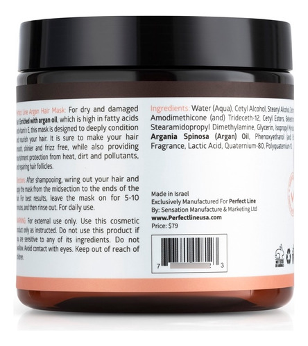 Mascarilla Capilar Perfect Line De Keratina Con Argán 500 Ml
