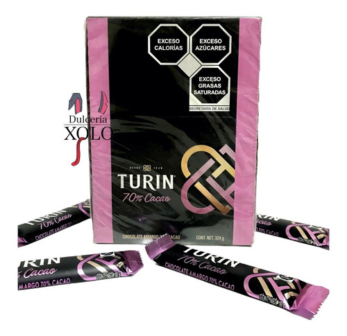 Turin Chocolate Amargo 70% Cacao 18 Piezas