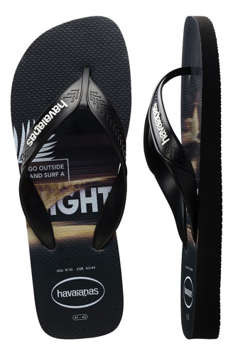 Ojota Havaianas Hombre Surf Tira Ancha Negro