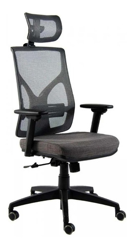 Silla de escritorio Indar Equipamientos Cool con cabezal ergonómica  gris con tapizado de lino