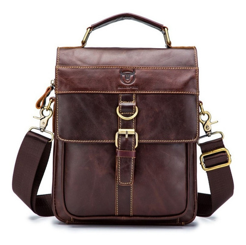 Morral Bolso Hombre Cuero Genuino Color Cafe Mod. 302
