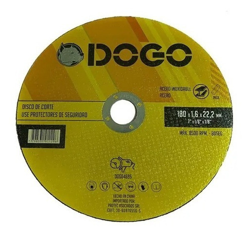 Disco Corte Dogo 180 X 1,6 Mm X 1 Unidad P/ Amoladora 7 PuLG