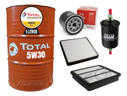 Cambio De Aceite Total 5w30 5l + Kit Filtros Chery Tiggo 2.0