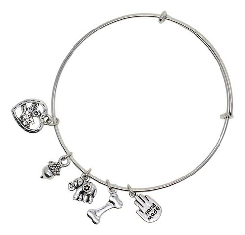 50pcs Forma De Plata Antigua Etiqueta Mano Colgante Para