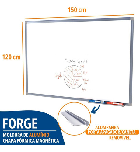 Stalo Lousa 150x120 Magnética retangular cor branco