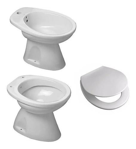 Inodoro Corto Con Asiento + Bidet Capea Italiana Blanco