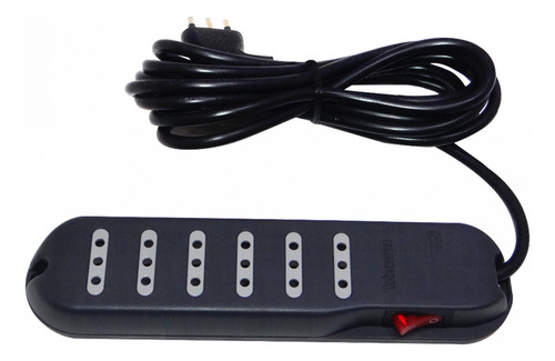 Bticino 3mt 6-enchufes Alargador Negro 10a Zapatilla Switch