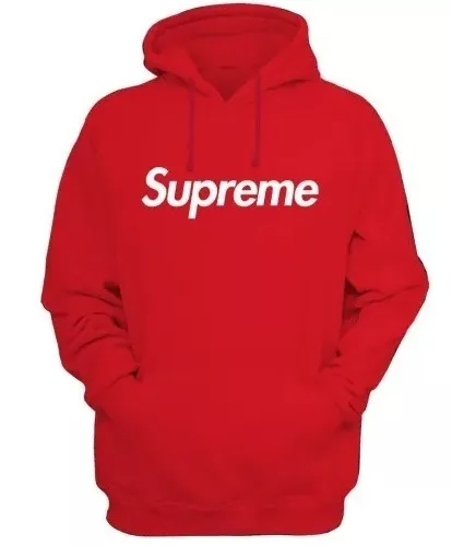 SUDADERA SUPREME NEGRA CON LOGO ROJO