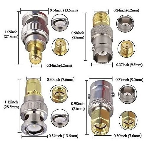 Pack Conectores Bnc A Sma Tuolnk X4 Coaxial -plateado