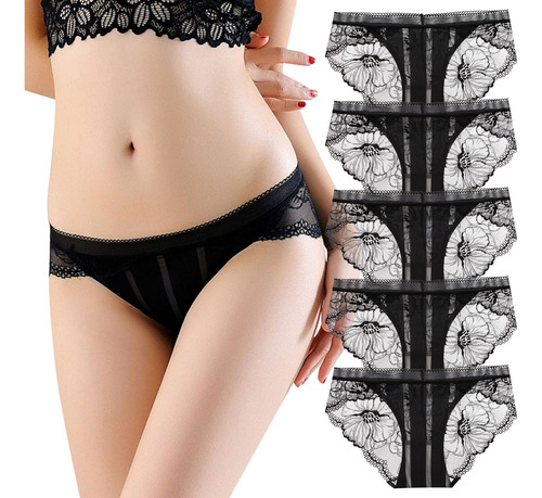Bragas De Encaje Transparente Para Mujer, Huecas, Transpirab