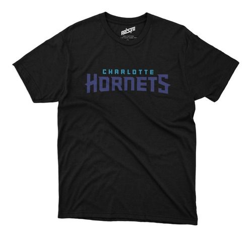 Remera Basket Nba Charlotte Hornets Negra Logo Hornets