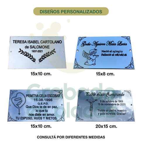 Imagen 6 de 7 de Placa Grabada Sobre Chapa De Bronce Cromada, Medida 11x7 Cm.