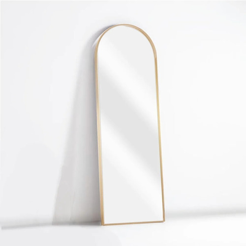 Espelho Oval Base Reta Com Moldura Metal 2,00 X 0,70 Luxo Cor Da Moldura Dourado