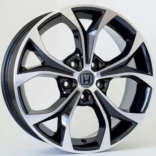 Par De Rodas Honda Civic R29 Aro 17 (5x114) (2unid) +bicos Cor Preto Com Diamantado