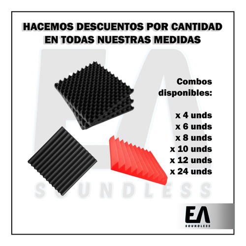 Panel Espumas Acústicas X12und 50x50x5cm Grabación Acústica