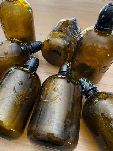 Botella Vidrio Antiguas Tipo Boya Diaz . Alta 14 Cm.