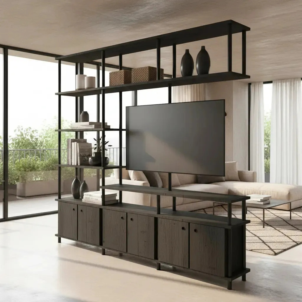 Rack Separador De Ambiente Tv 50 Moderno Gira 360 Deco Negro