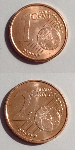 Moneda De 1 Y 2 Centavos De Euros De España Año 2021 S/c