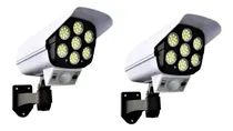Comprar Kit de 2 reflectores solares para control de cámara falsa, sensor de presencia, carcasa de color blanco, color de luz blanco frío