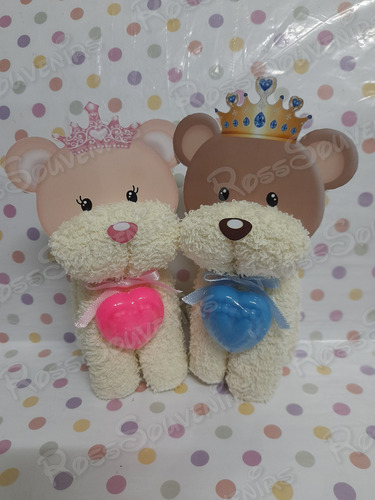 10 Souvenirs Osito Y Osita En Toalla Desarmable Con Jabón