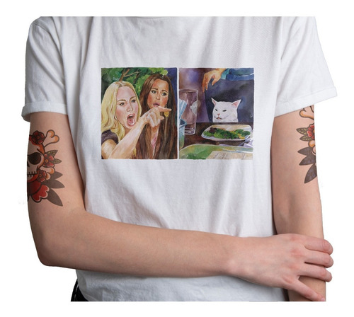 Polera Meme Gato Chistosa Moda Popular Hombre Mujer Cómica