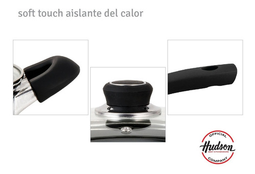 Imagen 3 de 9 de Bateria Cocina Hudson Black Antiadherente Induccion 7 Piezas