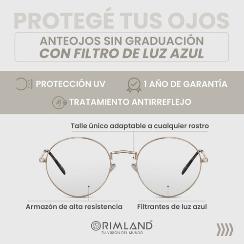 Filtro Luz Azul Marcos Anteojos Rimland Sunrise
