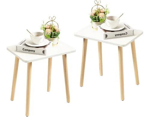Mesas Auxiliares Boho Con Patas De Madera, Fácil Montaje