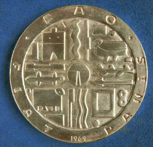 Imagen 3 de 6 de Tp 1969 Moneda De Mil Pesos Fao De Plata En Muy Buen Estado.