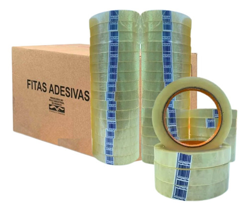 Fita Adesiva Durex Transparente 18mm X 100 Metros - 64 Rolos Liso