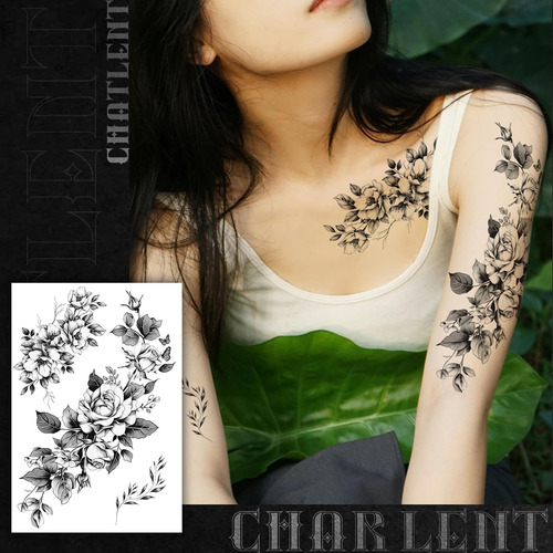 Charlnet Tatuajes Temporales De Flores Realistas Para 9 De
