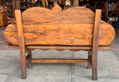 Antigua Y Original Banca Rustica Madera Primavera Y Hierro. (Usado)
