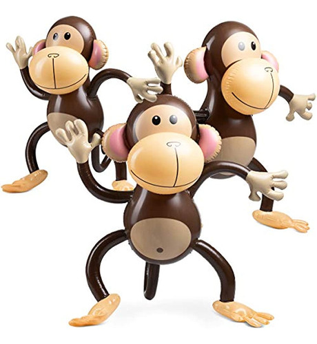 Mono Inflable Grande (paquete De 3) Monos De 27 Pulgadas Par