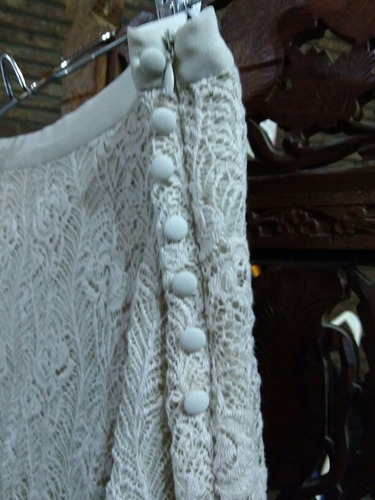 Pollera Larga Mujer Encaje Bordado Tajo Importada Ecote