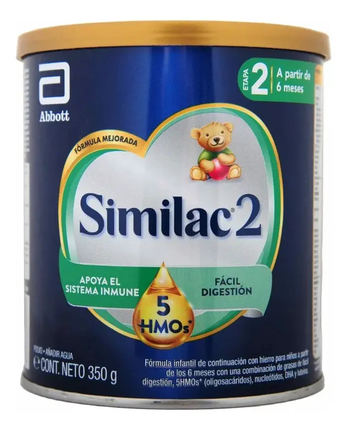 Leche de fórmula en polvo Abbott Similac 2 en lata de 1 de 400g - 6 meses a 1 años