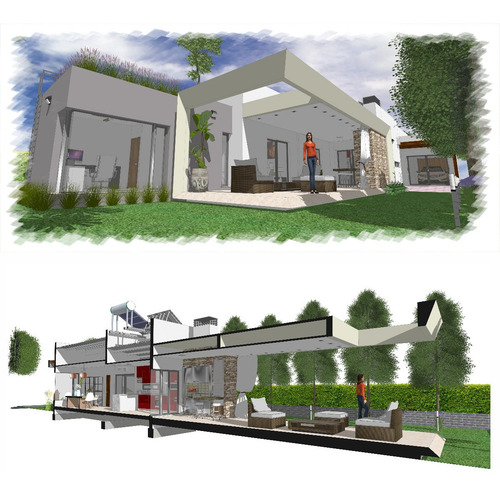 Plano De Casa Moderna Medidas Diseño Color 172m2