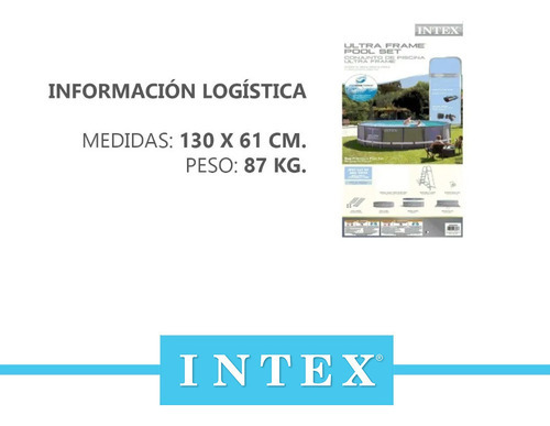 Pileta De Lona Estructural Intex 488x122cm Bomba + Escalera Color Gris