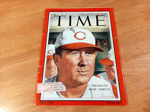 Revista Time Usa Año 1957 Portada Cincinnati Birdie Tebbets (Usado)