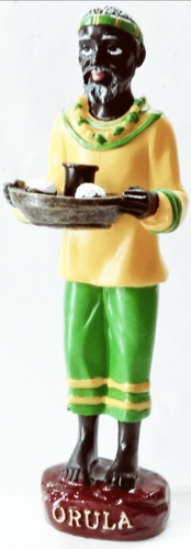 Figura De Orula U Orunmila En Alabastro Color Amarillo Y Verde