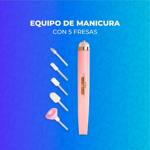Imagen 2 de 10 de Torno Eléctrico Manicura Con Luz Profesional Usb + 5 Fresas