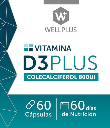 Imagen 1 de 1 de Vitamina D3 Plus | Colecalciferol 800 Ui | 60 Caps.