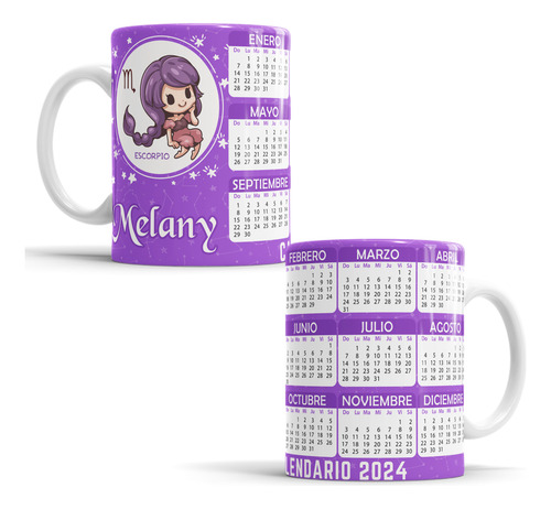 Taza Calendario Y Signo Escorpio Personalizada 11oz Mod354